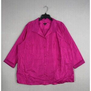 Talbots Shirt Womens 24W Pink Fuchsia Feminine Career Office Dressy 100% Silk